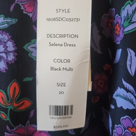 NWT Veronica Beard Selena Floral Sheath Maxi Ruched Silk Dress, size 20 - Picture 6 of 15